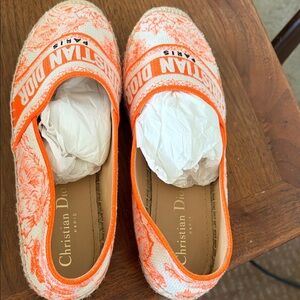 Dior Orange and Cream Espadrilles